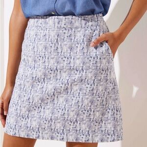 Ann Taylor LOFT Petaled Jacquard Pocket Shift Skirt Size 6 Midnight Cobalt NWT